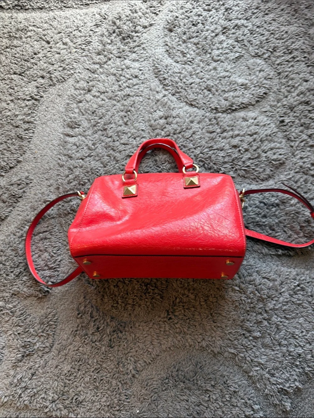 Michael Kors Red Leather Satchel with Gold Hardware